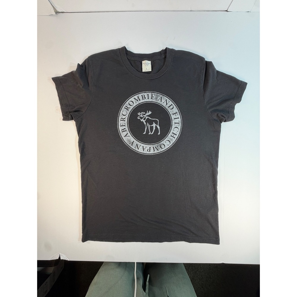 Abercrombie & Fitch Mens Large Graphic T-Shirt Black Moose Logo Made in USA